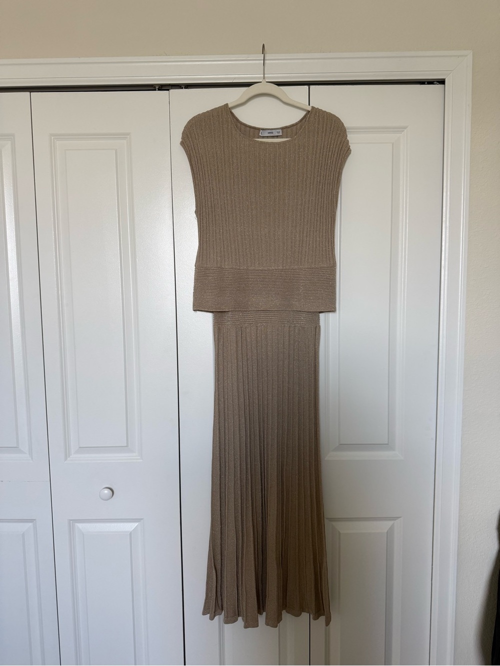 Mango Taupe Ribbed Knit Two-Piece Set - Picture 2 of 6
